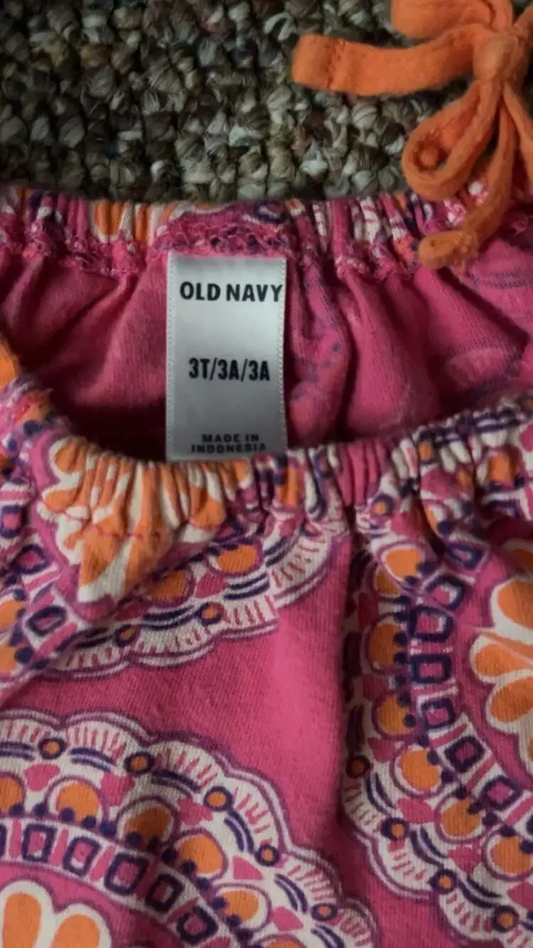 Old Navy Girls Pink and Orange Mandala Print Tie-Strap Tank Top Size 3T